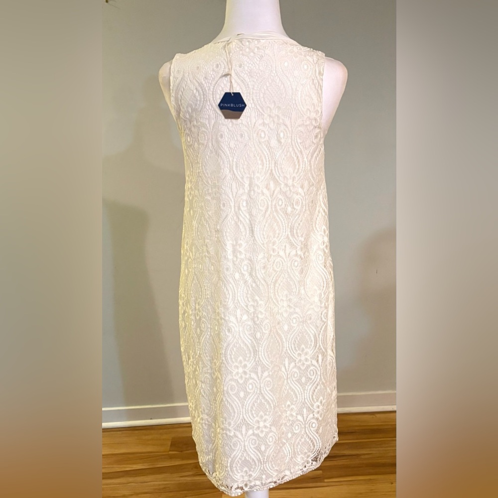 NWT, Pinkblush Maternity Dress, Cream Lace Sleeveless, Size S - Picture 3 of 8